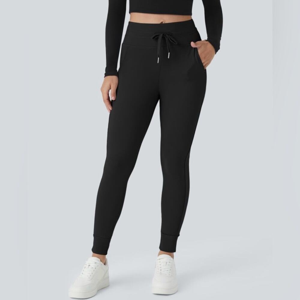 HALARA Softlyzero™ High Waisted Drawstring Side Pocket Plain Full Length Joggers